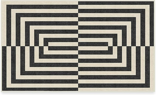 RUGGABLE x Jonathan Adler Machine Washable Modern Area Rug – Op Art Charcoal 3x5, Stain-Resistant, Non-Slip – Small Rugs for Living Room, Bedroom, Hallway, Entryway & Office–with Cushioned Pad
