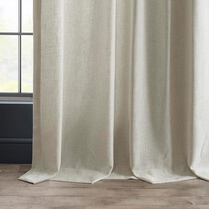 HPD HALF PRICE DRAPES Heavy Faux Linen Light Filtering Curtains for Bedroom 84 Inches Long (1 Panel) - Rod Pocket Curtains for Living Room - Window Curtains Home Decor - 50 X 84, Melted Cream