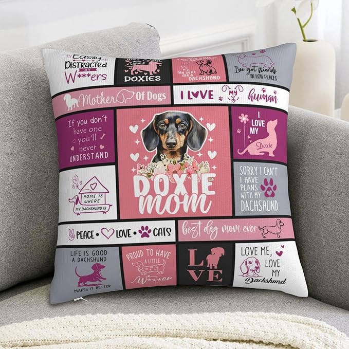 Christmas Dachshund Gifts for Women, Dachshund Gifts for Dachshunds Lover, Dachshunds Mom Gift for Christmas, Xmas Doxie Gift for Women, Dog Mom Present for Doxie Lover Throw Pillow Cover 18x18