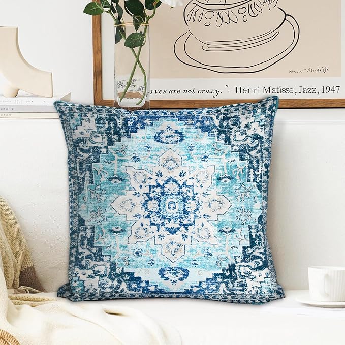 Boho Throw Pillow Covers 20x20 inch Set of 2,Bohemian Vintage Carpet Pattern Antique Ethnic Decor Double Sided Pattern Cushion Cover Soft Pillow Case Living Sofa Room Bed Square Pillow Cover
