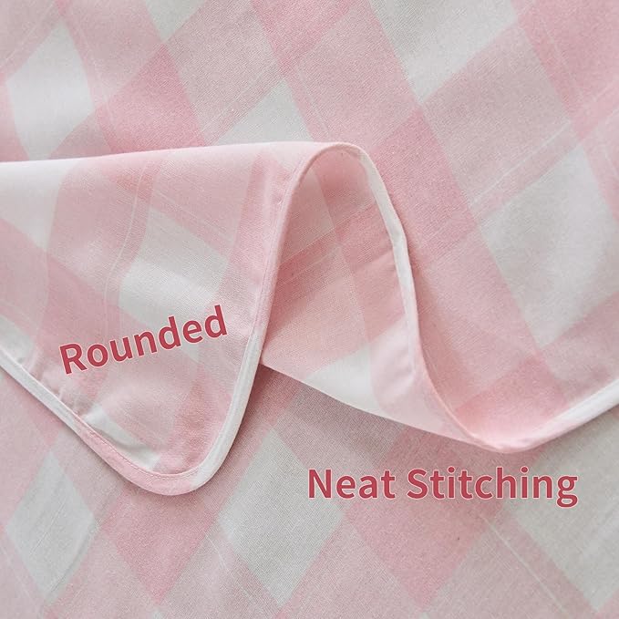 BALCONY & FALCON Gingham Table Cloth Rectangle – Reversible Water-Resistant Cotton Checkered Tablecloth for Outdoor Picnic, Camping, Kitchen, Holiday Party Decor (Pink White, 55x95 Inch)