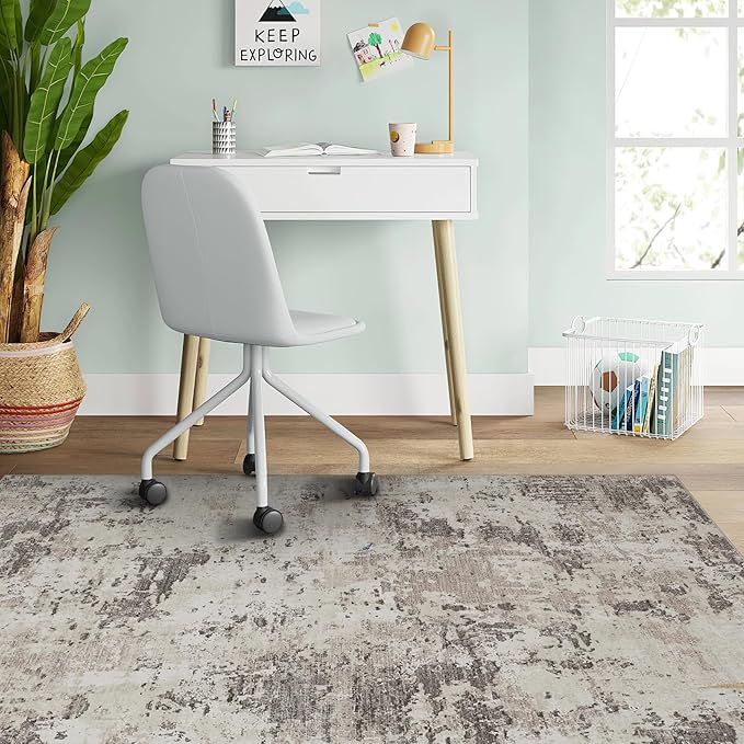 Modern Abstract 2x3 Area Rug Non Slip Non Shedding Low Pile Stain Resistant Rug for Entryway Kitchen Bedroom,Brown Grey