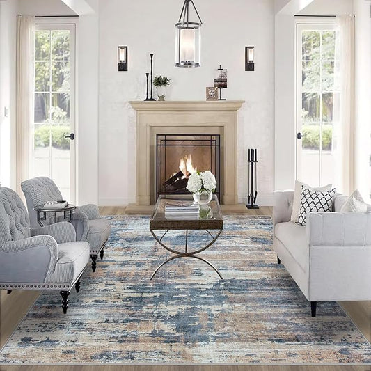 Area Rugs 9x12 Living Room: Large Machine Washable Area Rug with Non Slip Backing Non Shedding Abstract Stain Resistant Carpet for Bedroom Dining Room Nursery Home Office - Multi