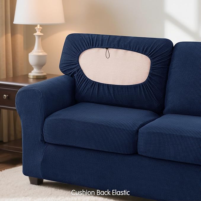 SUBRTEX 7 Pieces Stretch Sofa Slipcover Sets Couch Cover Sets Backrest Cushion Covers Furniture Protector Collection Set for Oversize Sofa Loveseat Chair Slip Covers(Large, Navy)