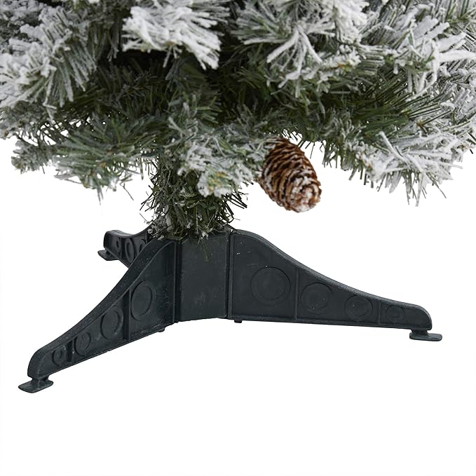 Nearly Natural 3ft. Flocked White River Mountain Pine Artificial Christmas Tree with Pinecones and 50 Clear LED Lights