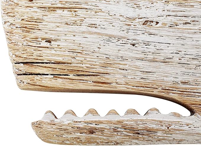 Linfevisi Rustic Nautical Decor Wooden Whale Hanging Wall Decor Wood Whale Decorations Beach Art Ornament Whale Sea Theme Home Decoration Wood Sculpture Whale 29.5" L