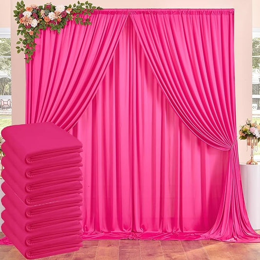 40ftx10ft Wrinkle Free Fuchsia Backdrop Curtains for Parties, Thick Polyester Hot Pink Photo Backdrop Drapes 8 Panels 5x10ft for Weddings Birthday Photography Background Curtains