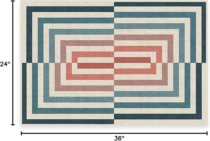 RUGGABLE x Jonathan Adler Washable Modern Area Rug – Op Art Teal 2x3, Stain-Resistant, Non-Slip – Small Machine Washable Rugs for Living Room, Bedroom, Hallway, Entryway & Bathroom–with Standard Pad
