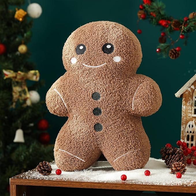 YRXRUS Christmas Gingerbread Man Pillows, Gingerbread Throw Pillows for Christmas Decorations, Cute Pillow for Party Gifts, Xmas Pillow 12x16 Inches