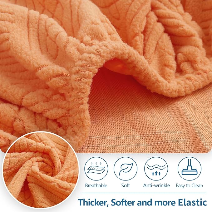 hyha Individual Couch Cushion Covers, Stretch Magic Sofa Seat Cushion Covers Washable, Dog Couch Sofa Slipcover for Pets, Kid with Elastic Bottom(Back Cover M, Orange)
