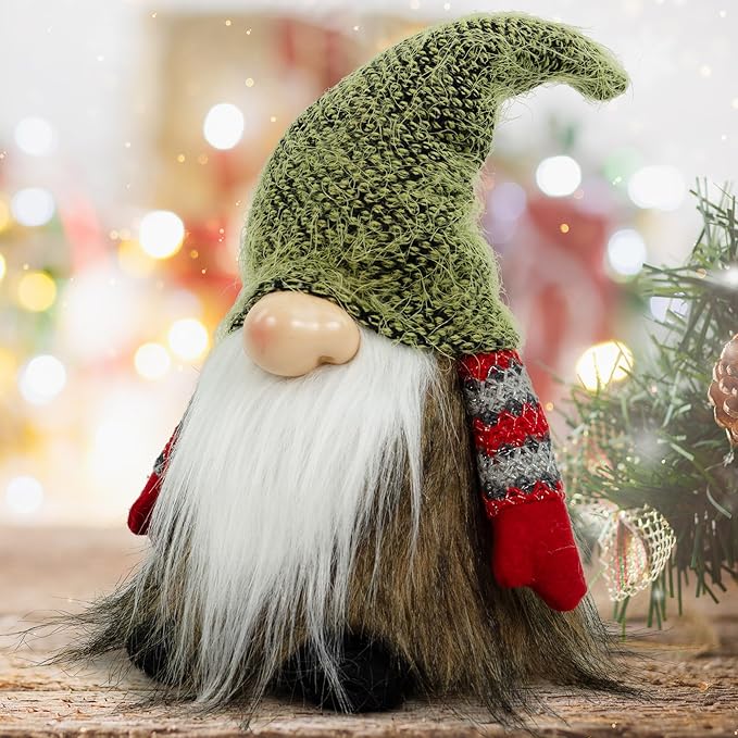 Gnome Christmas Decorations, Gnome Ornaments Swedish Tomte Elf Stuffed Dwarf, Indoor Holiday Plush Decor for Home Mantel Shelf Table Window Apartment Kitchen Party Gifts