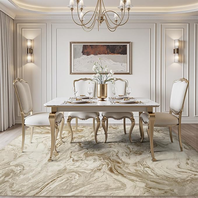 5x7 Area Rugs for Living Room, Modern Abstract Rug for Bedroom, Contemporary Machine Washable Rug, Large Stain Resistant Carpet for Dining Room Playroom Home Office, Pet & Kids Friendly