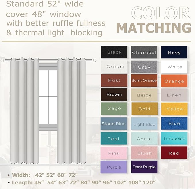 Dusty Blue Curtains for Living Room 2 Panels Set 84 Inch Length Blackout Window Coverings Treamtents Grommet Thermal Darkening Light Blocking Curtain Drapes for Bedroom,Stone Grey Blue,7FT/Feet Long