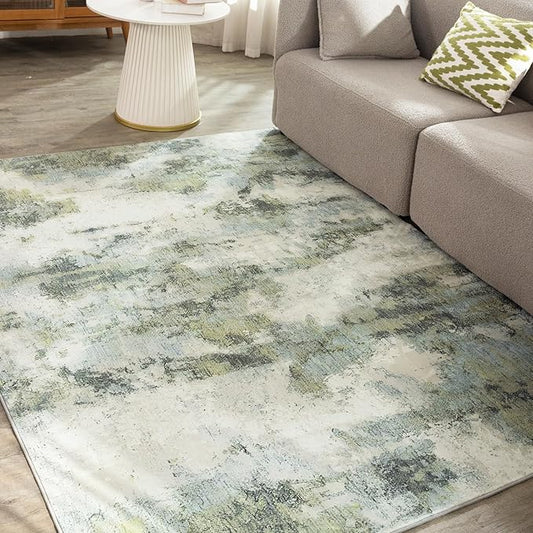 UMINEUX Entryway Rug 4'x6' Washable Area Rug, Modern Abstract Low Pile Rugs with Anti-Slip Rubber Backing, Ultra Thin Indoor Doormat Floor Carpet for Living Room Kitchen Bedroom Bathroom Home Office