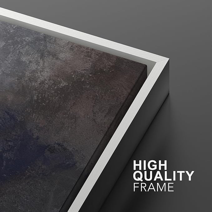 SIGNWIN Framed Canvas Print Wall Art Set Midnight Slate Abstract Blue and Gray Brushstroke Zen Bohemian for Living Room, Bedroom, Office - 24"x36"x2 WHITE