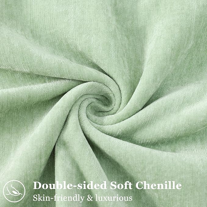 decorUhome Christmas Couch Throw Pillow Covers 22x22 Set of 2, Decorative Soft Euro Velvet Neutral Chenille Pillow Covers with Elegant Design for Sofa Bed Living Room Home Decor, Sage Green