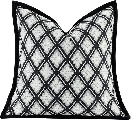 New 18x18'' inches Throw Pillow Cushion Covers - Black Camellia Cocostyle Chenille Jacquard Embroidery Vogue Luxury Modern Style Couch Sofa Bed Pillow Cover for Living Room Bedroom