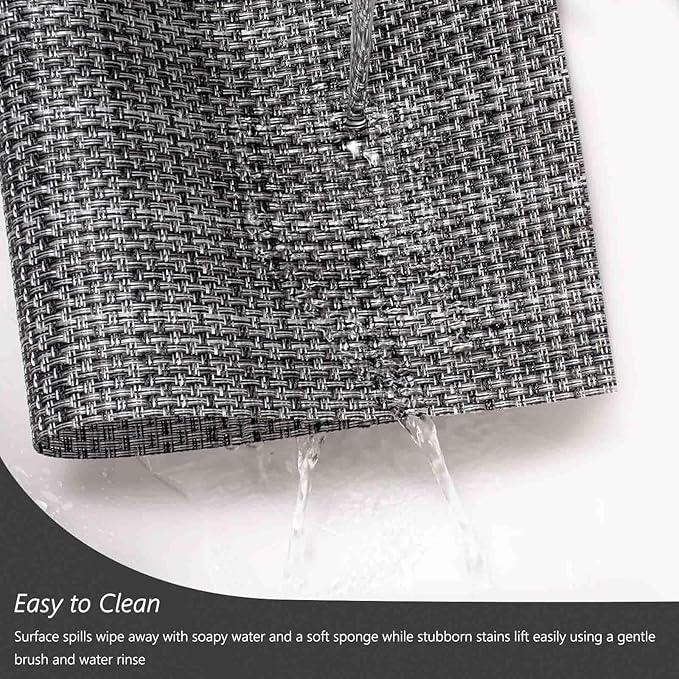 AHHFSMEI Placemats for Dining Table Set of 4 Woven Vinyl Plastic Place Mats Non-Slip Heat Insulation Stain Resistant Table Mats Washable Easy Clean Placemats (Linen Black 4)