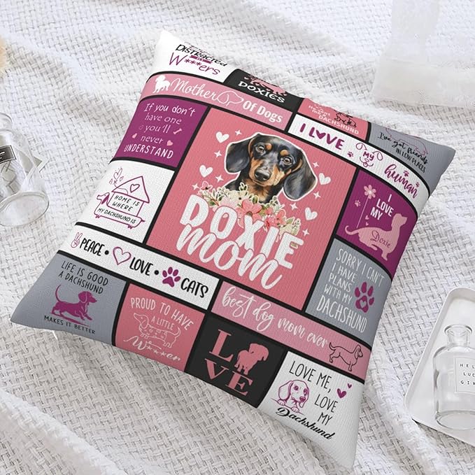 Christmas Dachshund Gifts for Women, Dachshund Gifts for Dachshunds Lover, Dachshunds Mom Gift for Christmas, Xmas Doxie Gift for Women, Dog Mom Present for Doxie Lover Throw Pillow Cover 18x18