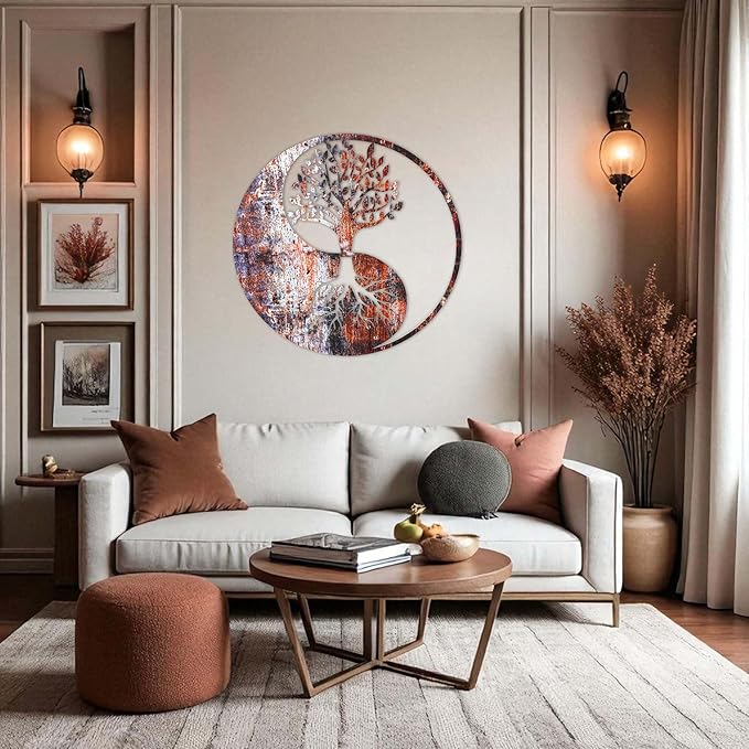 Venovez Yin Yang Wall Decor (Wood-Metal) Tree of Life Wall Art, Yin Yang Decor, Metal Wall Decor, Interior Decoration, Wall Hangings