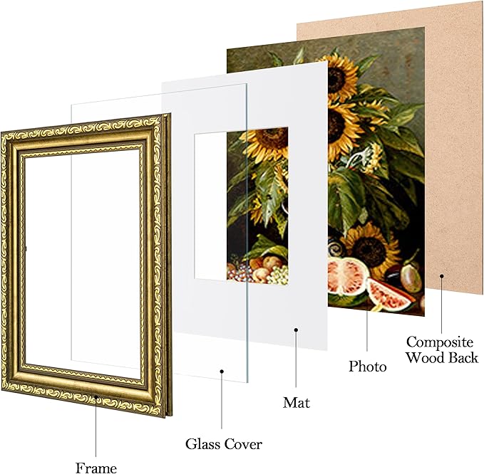 eletecpro 4x6 Picture Frames Set of 2, Vintage Photo Frames with Glass, Display 3.5x5 Photo with Mat or 4x6 without Mat for Tabletop or Wall Decor, Gold