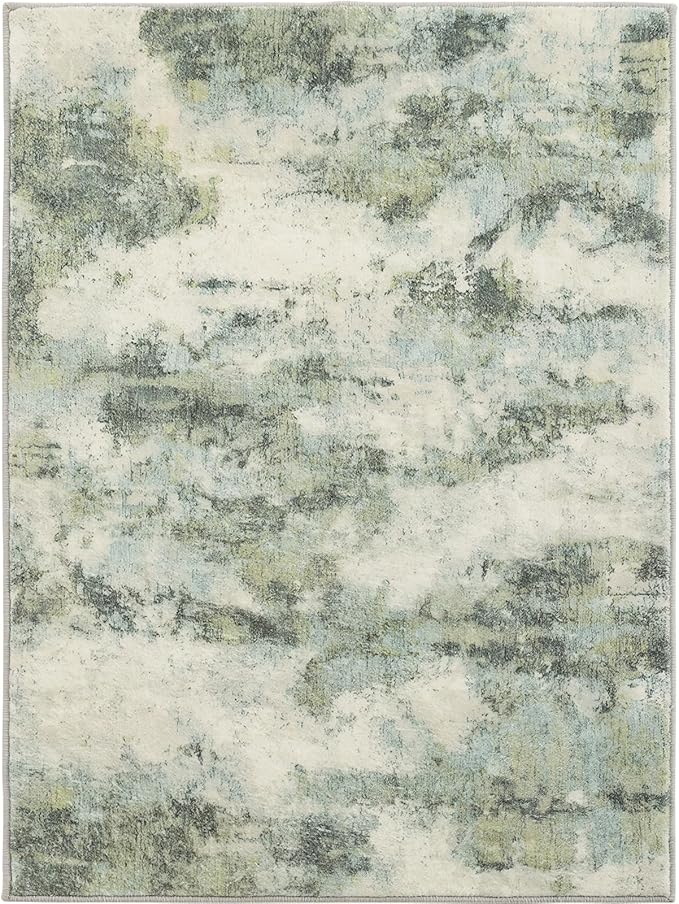 UMINEUX Living Room Rug 9'x12' Large Washable Area Rug with Anti-Slip Rubber Backing, Modern Abstract Low Pile Rugs, Ultra Soft & Thin, Non-Slip, Stain Resistant for Dining Room Bedroom Home Decor
