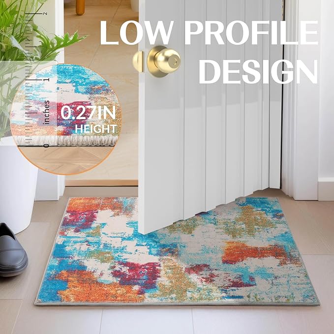 UMINEUX Washable Area Rug 5'x7' Large Modern Abstract Living Room Rug with Anti-Slip Rubber Backing, Ultra Soft Low Pile Rugs Carpet for Dining Room Bedroom Home Office Decor