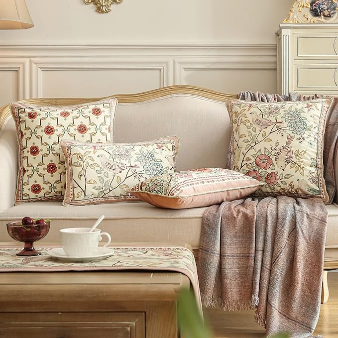 patdrea Velvet Euro Sham Decorative Throw Pillow Covers Set Soft Durable Cushion Cases Pillowcase for Couch Bedroom Car Living Room 4 PCS