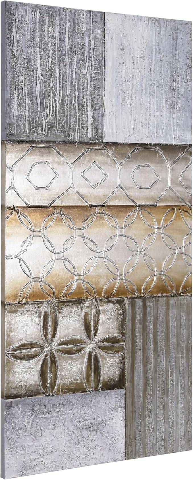 Empire Art Direct "Stacked 1" Original Textured Metallic Oil Painting by Martin Edwards, 60" x 30"