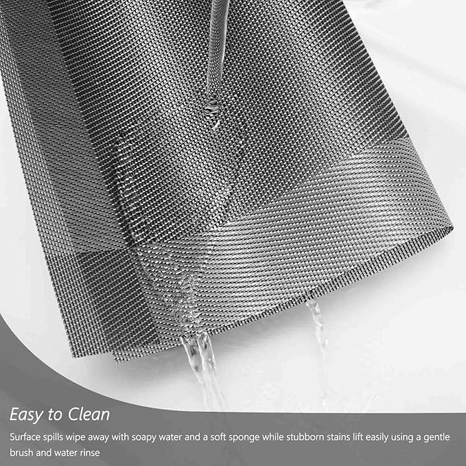 AHHFSMEI Placemats for Dining Table Set of 8 Woven Vinyl Plastic Place Mats Non-Slip Heat Insulation Stain Resistant Table Mats Washable Easy Clean Placemats (Silver Corner 8)