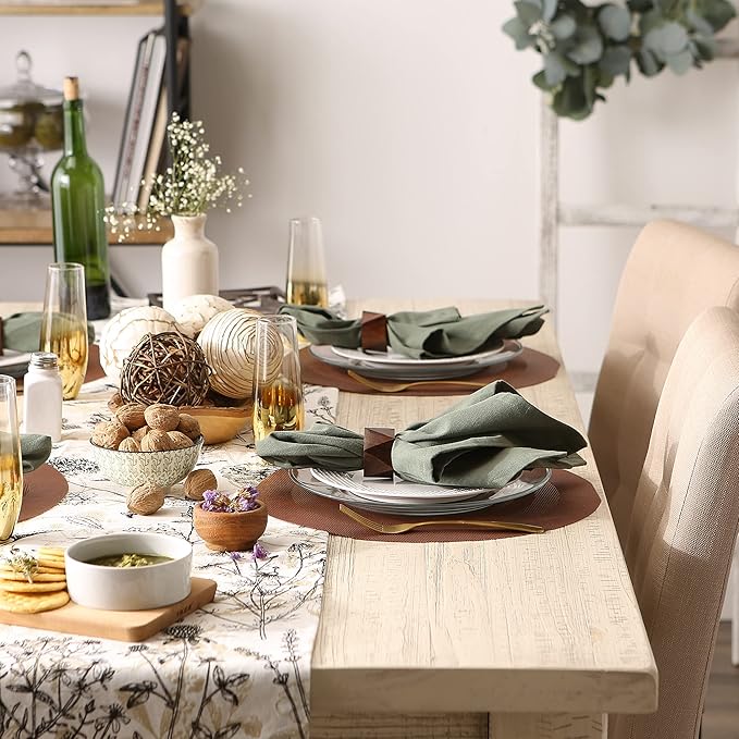 DII PVC Tabletop Collection Woven Indoor/Outdoor, Round Placemat Set, 13.75", Cinnamon, 6 Piece