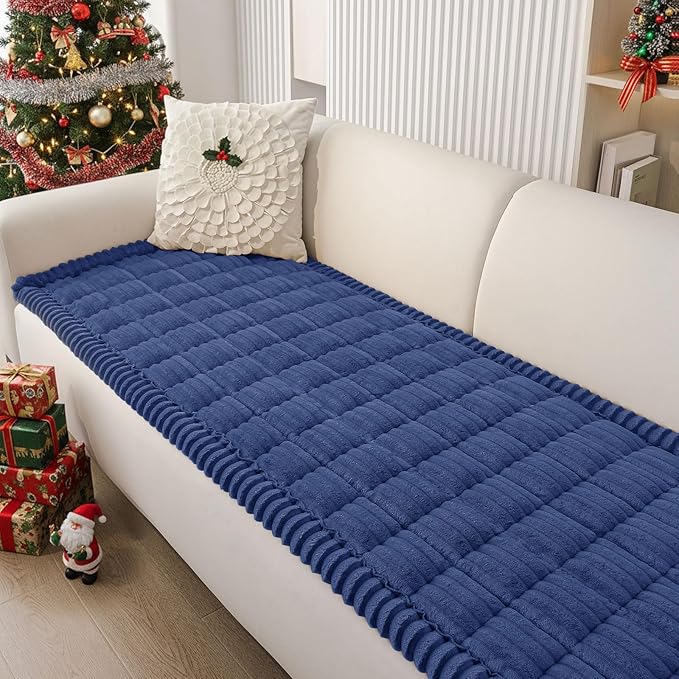 Smiry Couch Cover for Dogs Washable, Non Slip Fuzzy Pet Couch Covers for 3 Cushion Sofa Pet Friendly, Thick Soft Sofa Slipcovers Cushion Protector (Navy Blue, 27.6" x 59")