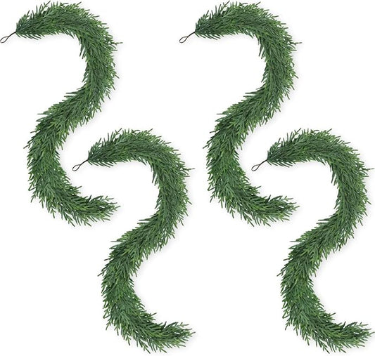 Artgar 24Ft (4 * 6ft) Christmas Pine Garland, 4 Pcs Real Touch Pine Garland, Artificial Realistic Greenery Garlands for Mantle Table Stair Window Porch Indoor Outdoor Winter Xmas Holiday Decorations