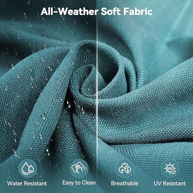 6" Thick Outdoor Cushions 22x24x6, 8-Set Deep Seat Patio Cushions with Removable Cover, Waterproof & Fade Resistant Replacement for Wicker Chair, Loveseat, Sofa - Peacock Green