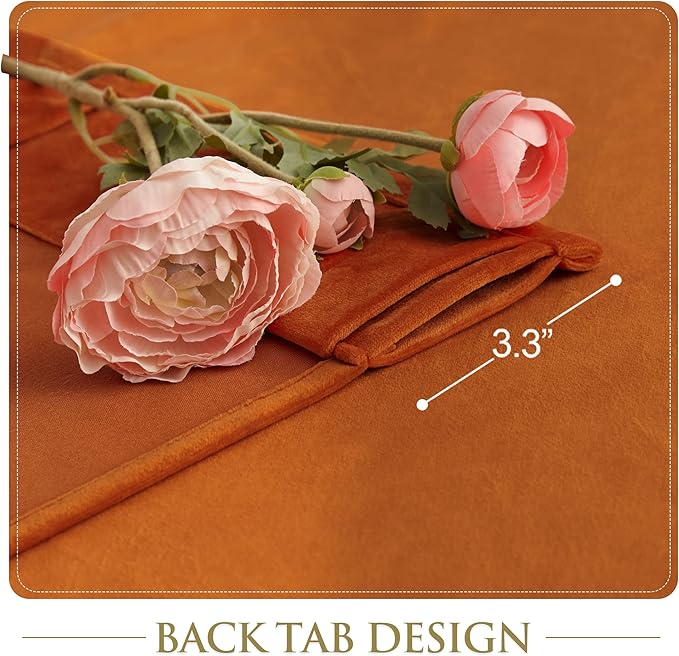 StangH Orange Curtains Velvet 96 inches Long for Bedroom, Pumpkin Luxury Back Tab Room Darkening Window Drapes for Theater, Bright Orange Backdrops, W52 x L96, 2 Panels