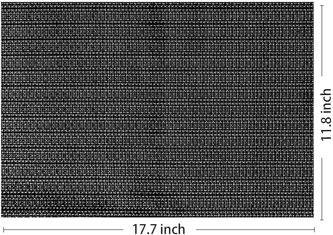 AHHFSMEI Placemats for Dining Table Set of 8 Woven Vinyl Plastic Place Mats Non-Slip Heat Insulation Stain Resistant Table Mats Washable Easy Clean Placemats (Black Silver 8)