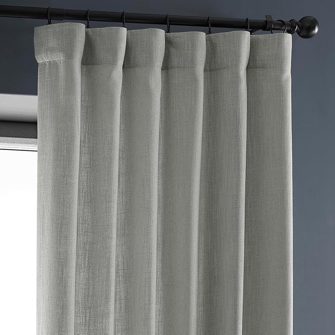 HPD Half Price Drapes Heavy Faux Linen Light Filtering Curtains for Bedroom 108 Inches Long (1 Panel) - Rod Pocket Curtains for Living Room - Window Curtains Home Decor - 50 X 108, Ash Grey