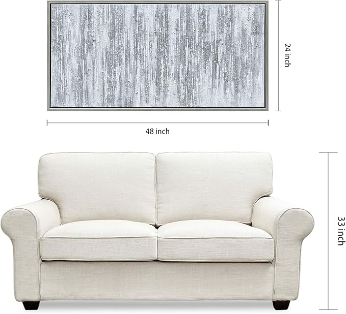 Empire Art Direct Abstract Wall Art Textured Hand Painted Canvas by Martin Edwards, Champagne Frame, 24" x 48", Silver Frequency