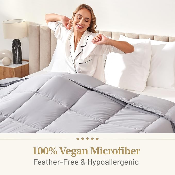 The Ultimate All Season Comforter Deal Hotel Luxury Down Alternative Comforter Duvet Insert with Tabs Machine Washable (California King Grey)