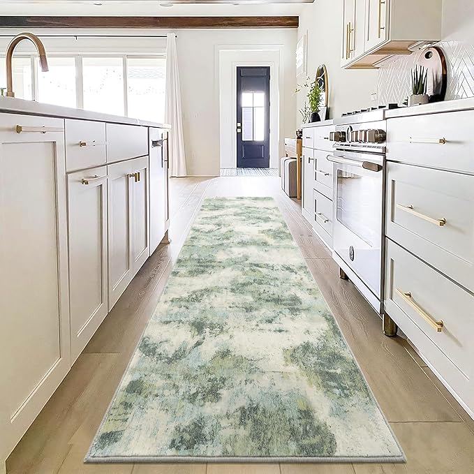 UMINEUX Runner Rug for Hallways, 2'x8' Washable Modern Abstract Hallway Rug with 𝐍𝐨𝐧- 𝐒𝐥𝐢𝐩 Rubber Backing, Low Pile Kitchen Rugs for Home Decor