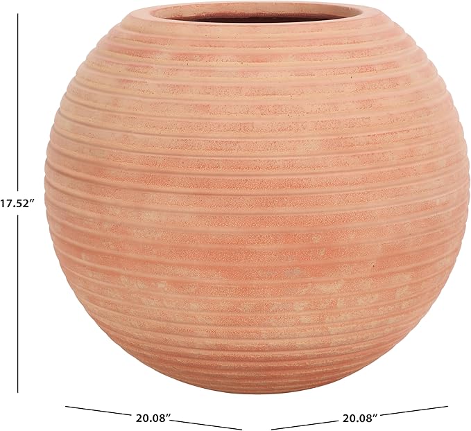 SAFAVIEH Outdoor Collection Mora Terracotta Finconstone Cement Round Planter Pot (Fully Assembled)