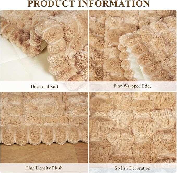 Cekene Turtle Velvet Couch Covers Washable Non-Slip Couch Cushion Covers Fuzzy Sofa Cover for Pets (Camel,27.6" x 59.1")