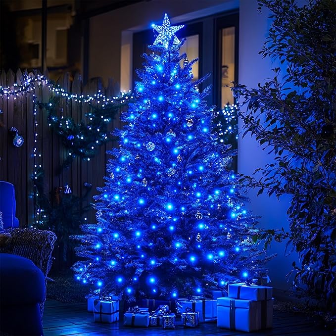 Kwaiffeo Blue String Lights: 500LED 164FT 8 Modes Blue Fairy Lights for Christmas Halloween Decorations Outdoor Indoor