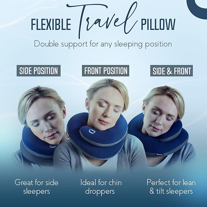 BCOZZY Chin Supporting Travel Pillow- Unique Patented Design Offers 3 Ergonomic Ways to Support The Head, Neck, and Chin When Traveling and at Home. Fully Washable. Large, Gray