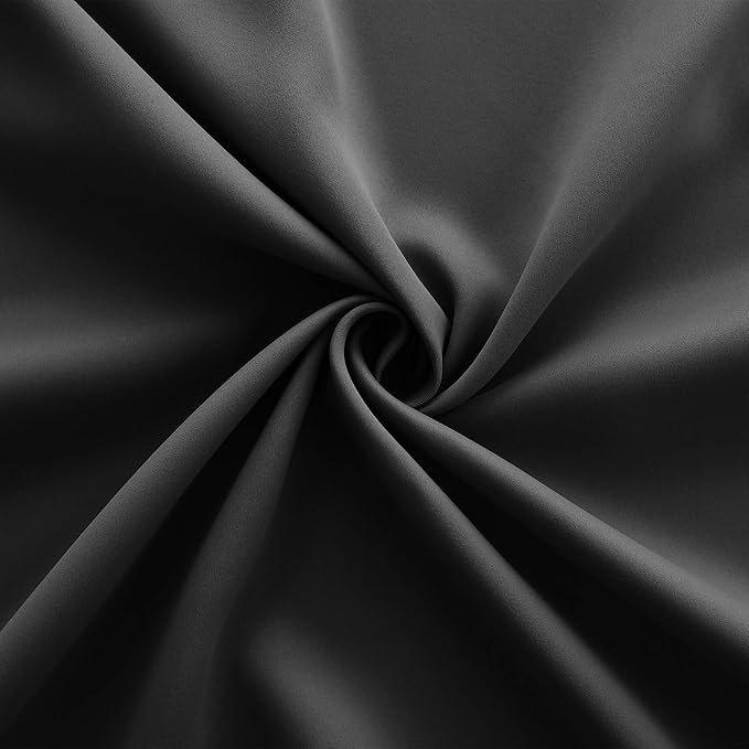 KOUFALL Black Curtains 96 Inches Long for Living Room Bedroom,Window Treatments Heat Blocker Sleep Out Grommet Microfiber Polyester Blackout Room Darkening Curtain Drapes 96 Inches Long 2 Panels Set