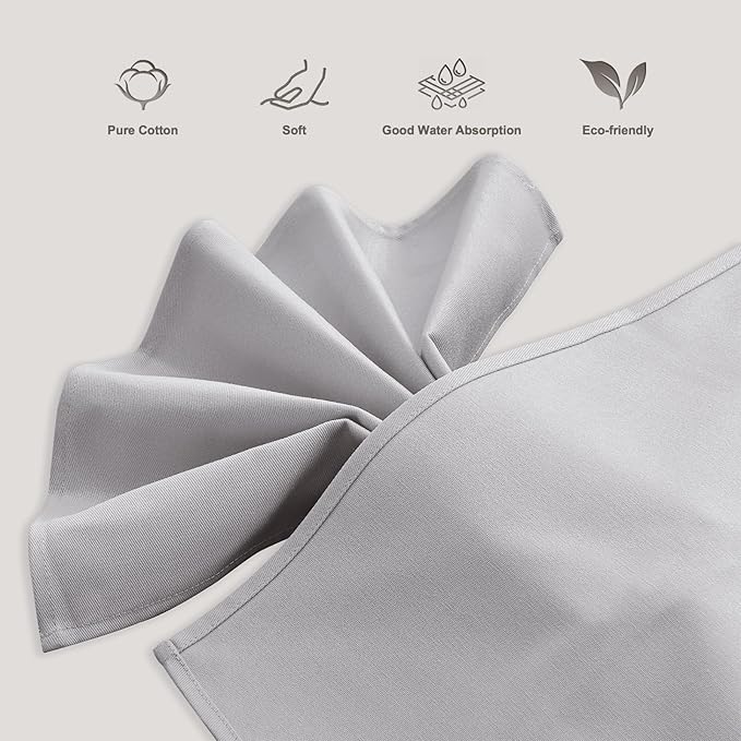 BALCONY & FALCON Cotton Cloth Napkins 12 Pack Gray Square Soft Absorbent Washable 20 x 20 inches Napkins for Restaurant Weddings Holidays Family Dinners Hotels Gatherings
