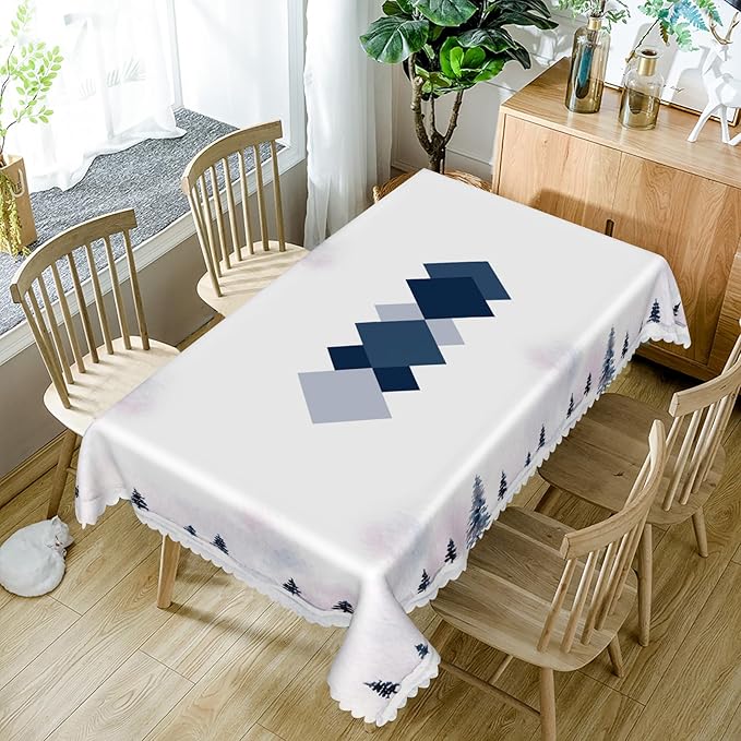 60x102inches Modern Rectangle Tablecloth Abstract Geometric Pattern Minimalist Wind Table Cloth Washable Polyester Table Cover Protector for Dining Room Home Kitchen Patio Picnic Party Use