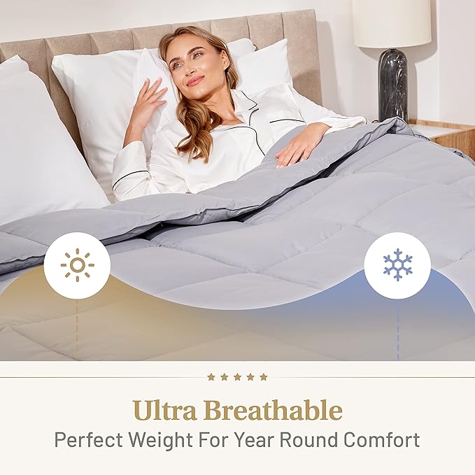 The Ultimate All Season Comforter Deal Hotel Luxury Down Alternative Comforter Duvet Insert with Tabs Machine Washable (California King Grey)