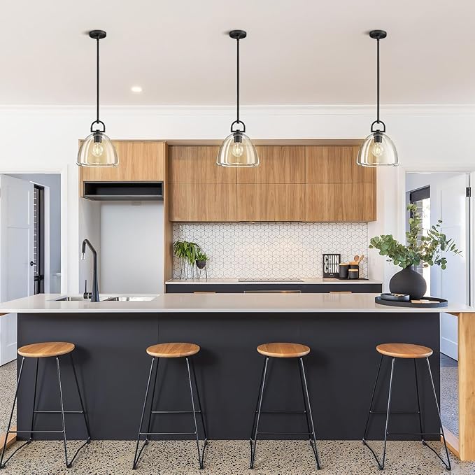 Crystal Black Pendant Lights Kitchen Island, 11" Crystal Dome Pendant Lighting, Modern Island Lights for Kitchen, Farmhouse Crystals Dome Black Pendant Light for Hallway Dining Room Bedroom
