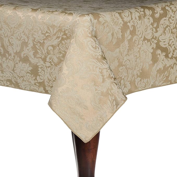 Ultimate Textile -2 Pack- Miranda 60 x 144-Inch Rectangular Damask Tablecloth - Jacquard Weave, Champagne Ivory Cream